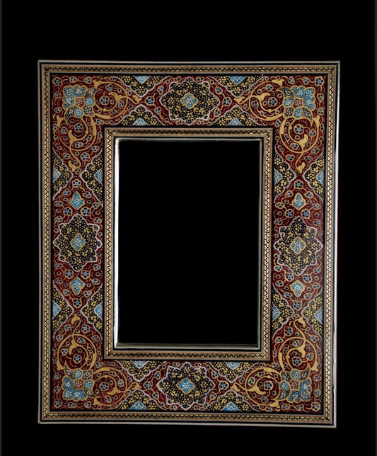 Handmade Tazhib Mirror – Red| 28×23 cm