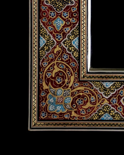Handmade Tazhib Mirror – Red| 28×23 cm
