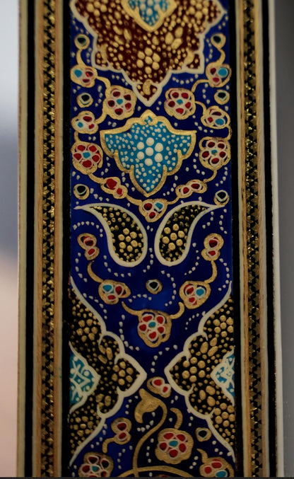 Handmade Tazhib Mirror – Indigo | 34×28 cm