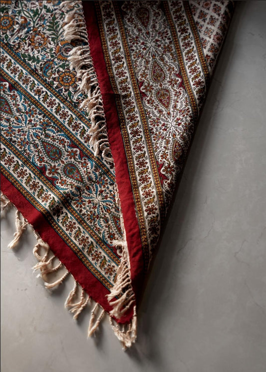Handmade Reversible Block-Printed Tablecloth | 1m x 1m