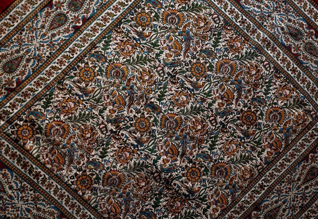 handmade reversible block-printed tablecloth | 1m x 1m