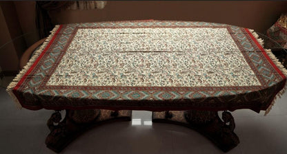 Handmade Block-Printed Tablecloth – Persian Hunting Scene | 2m × 1.35m