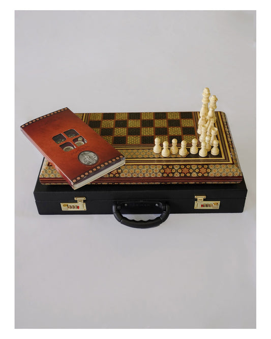 Khatam Chess & Backgammon Set – Black Edition – Luxury Handcrafted Art by Pilardi