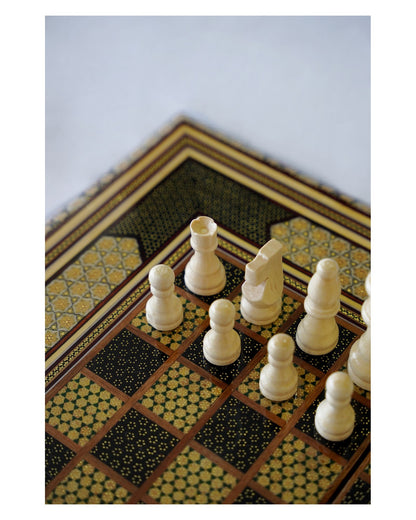 Khatam Chess & Backgammon Set – Black Edition – Luxury Handcrafted Art by Pilardi