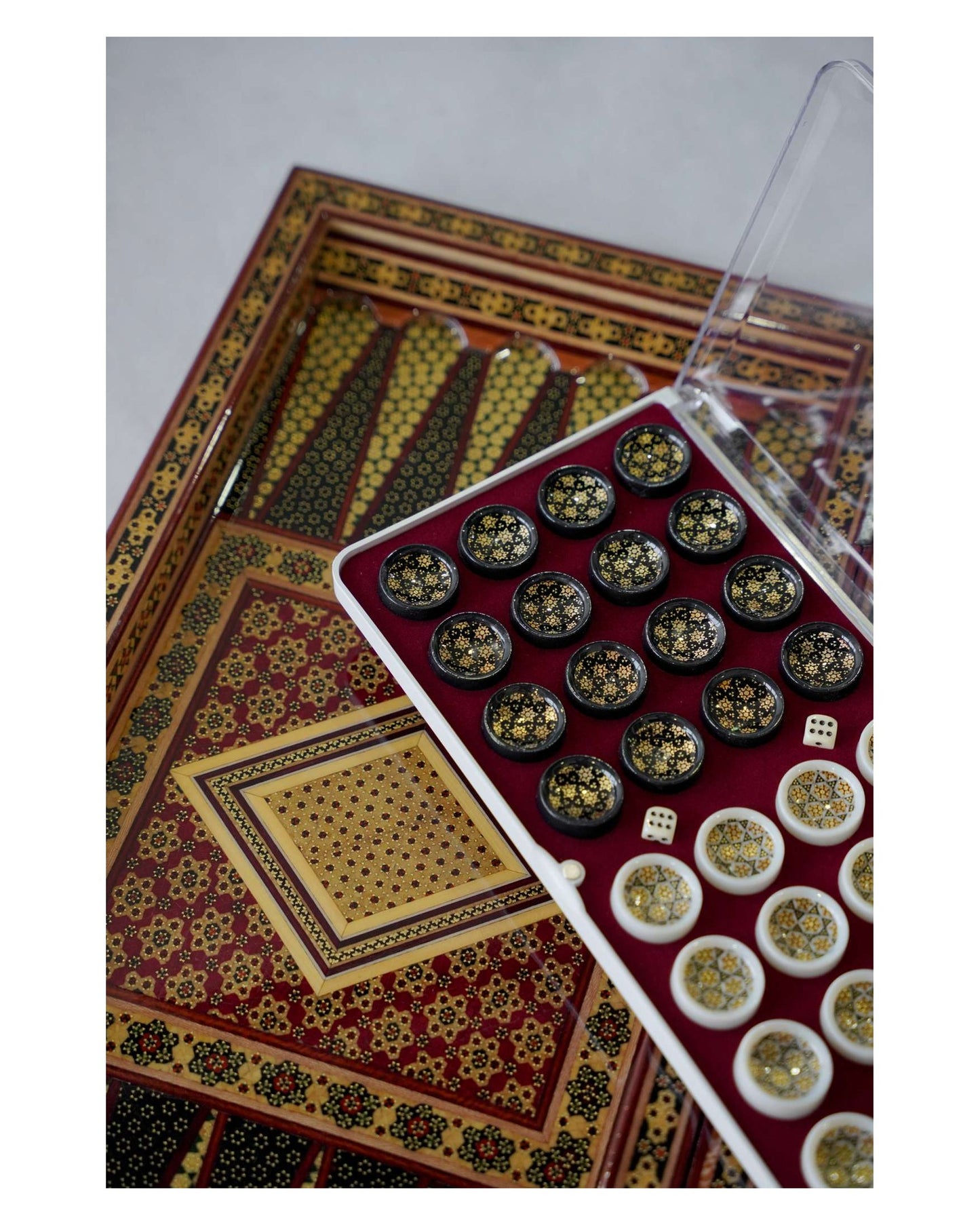 khatam chess & backgammon set – black edition – luxury handcrafted art by pilardi