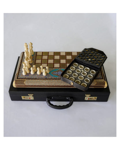 Khatam Chess & Backgammon Set – Turquoise Edition – Luxury Handcrafted Art by Pilardi