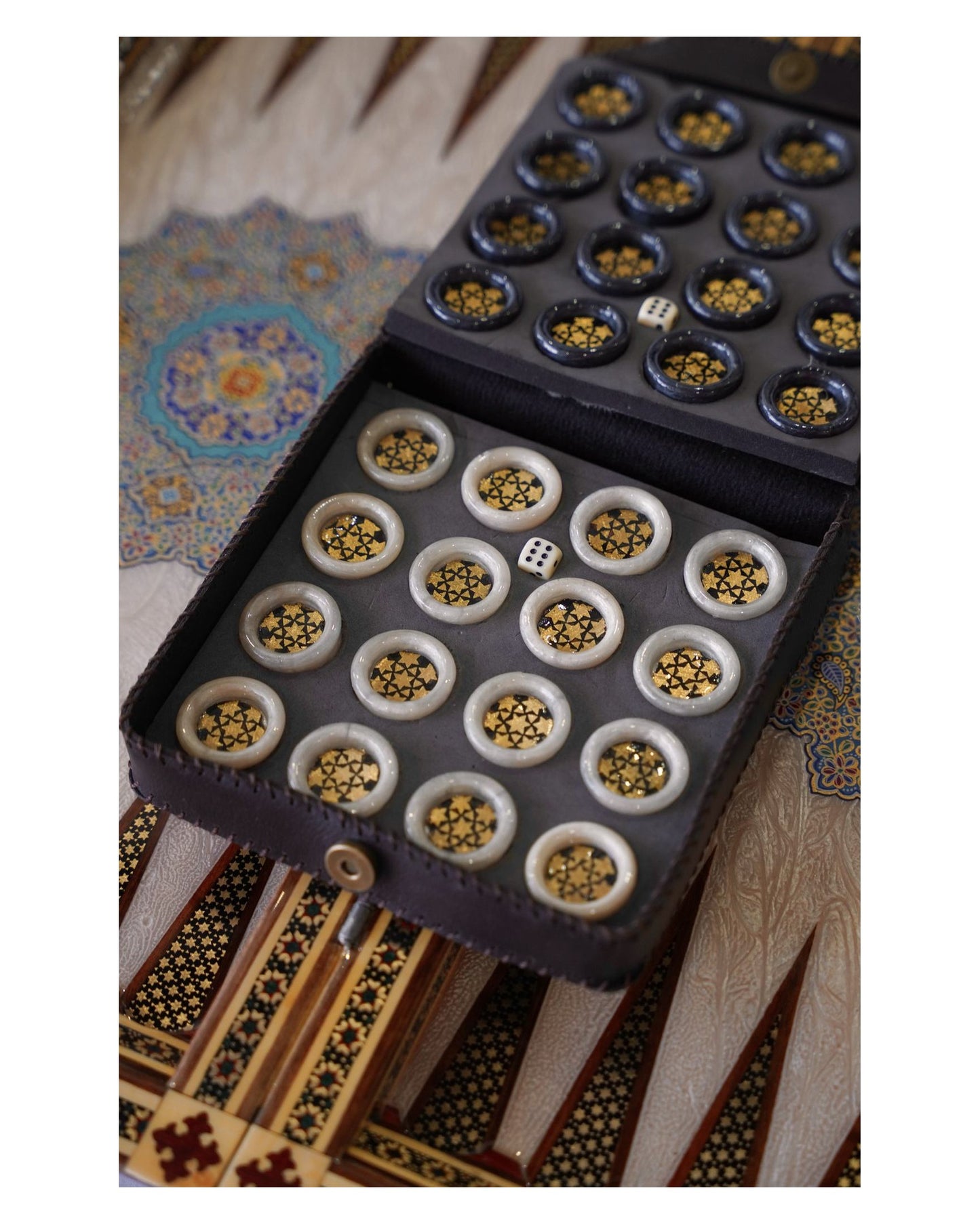 khatam chess & backgammon set – turquoise edition – luxury handcrafted art by pilardi