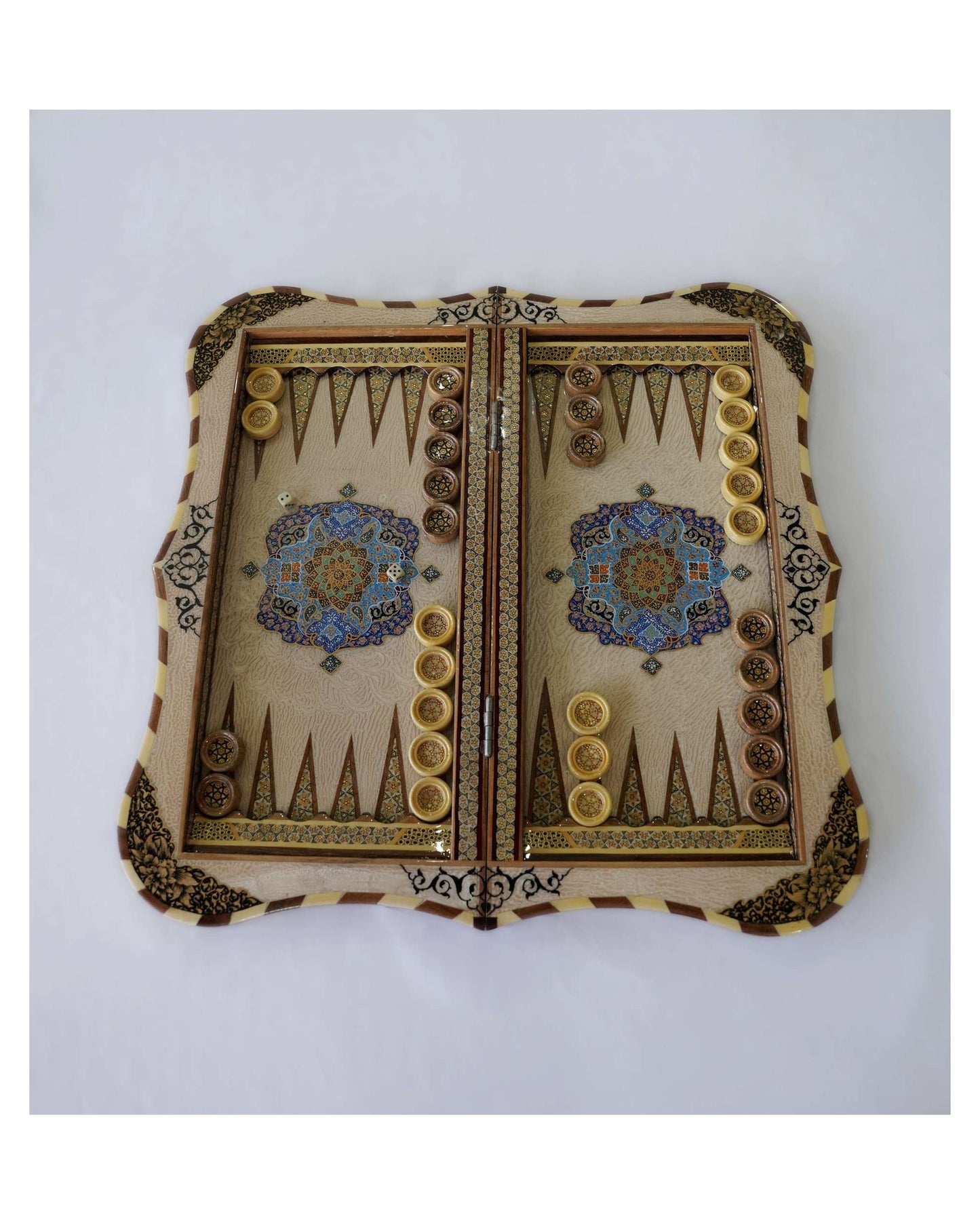 tazhib chess & backgammon set – turquoise – luxury handcrafted art by pilardi