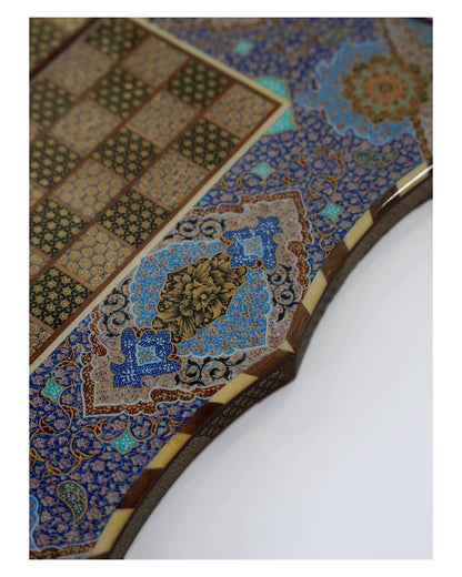 Tazhib Chess & Backgammon Set – Turquoise – Luxury Handcrafted Art by Pilardi