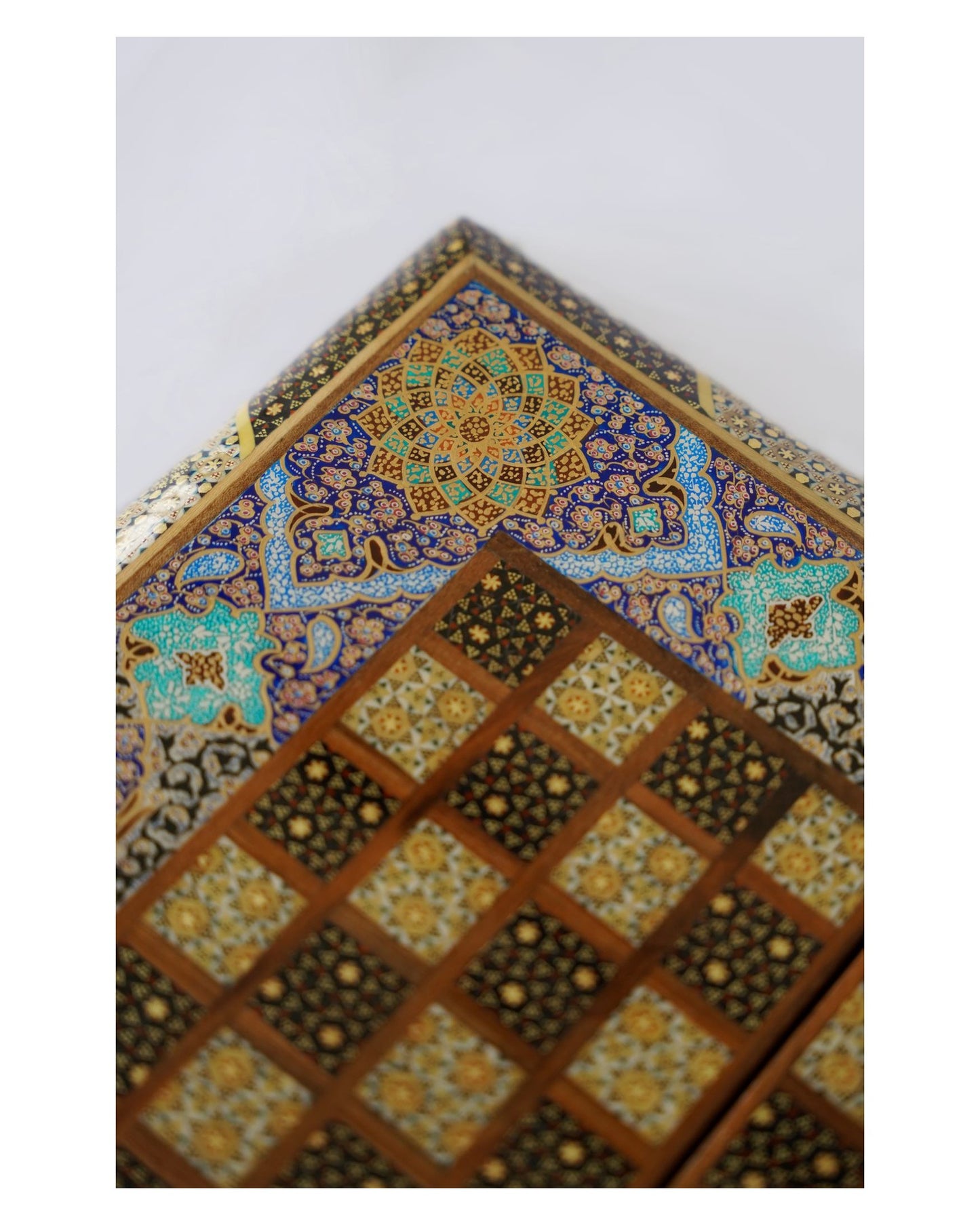 compact khatam & tazhib chess & backgammon set – 34 cm – luxury handcrafted art by pilardi