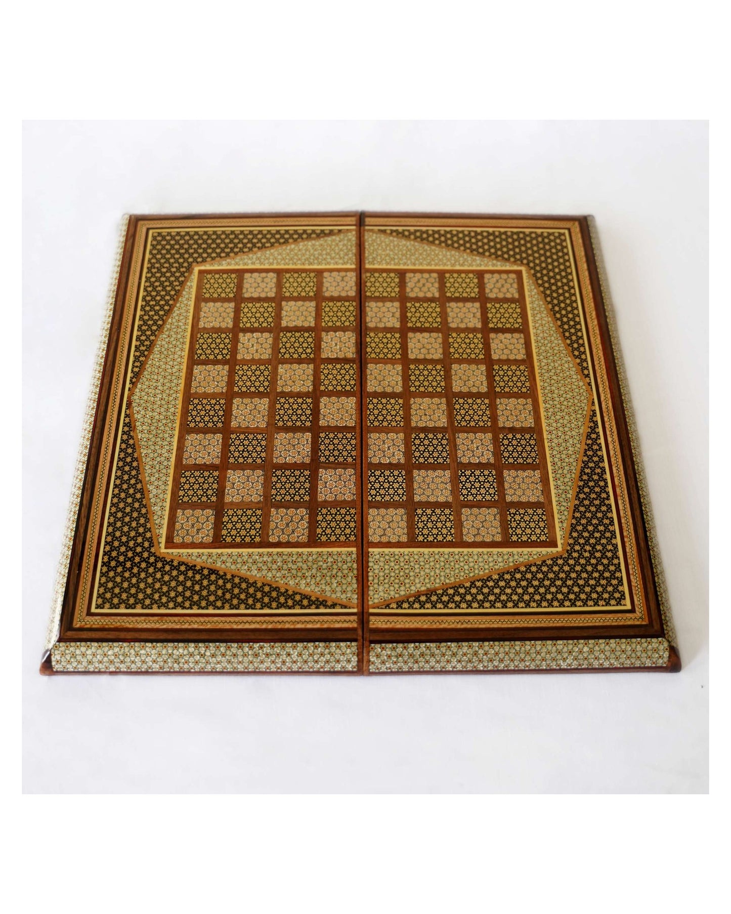 khatam chess & backgammon set – golden edition – luxury handcrafted art by pilardi
