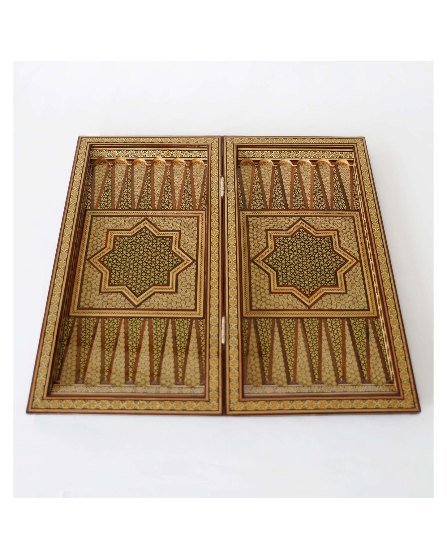 khatam chess & backgammon set – golden edition – luxury handcrafted art by pilardi