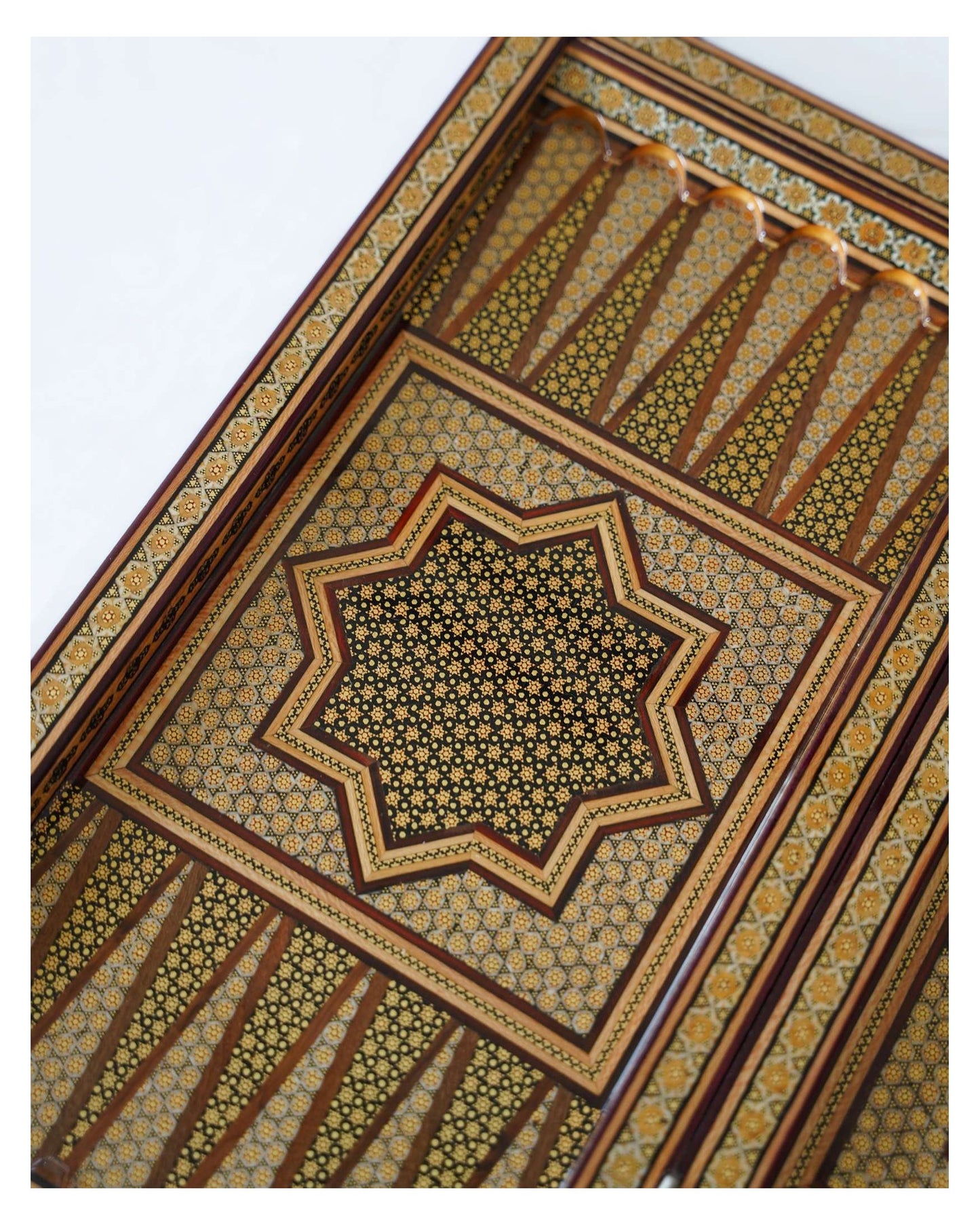 khatam chess & backgammon set – golden edition – luxury handcrafted art by pilardi