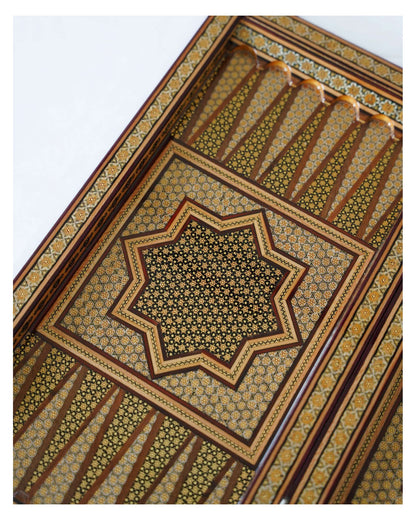 Khatam Chess & Backgammon Set – Golden Edition – Luxury Handcrafted Art by Pilardi