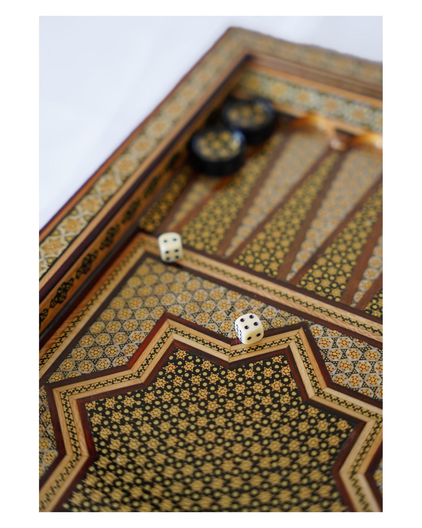 khatam chess & backgammon set – golden edition – luxury handcrafted art by pilardi