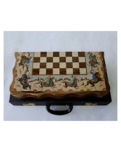 Hand-Painted Polo Chess & Backgammon Set – Luxury Handcrafted Art by Pilardi
