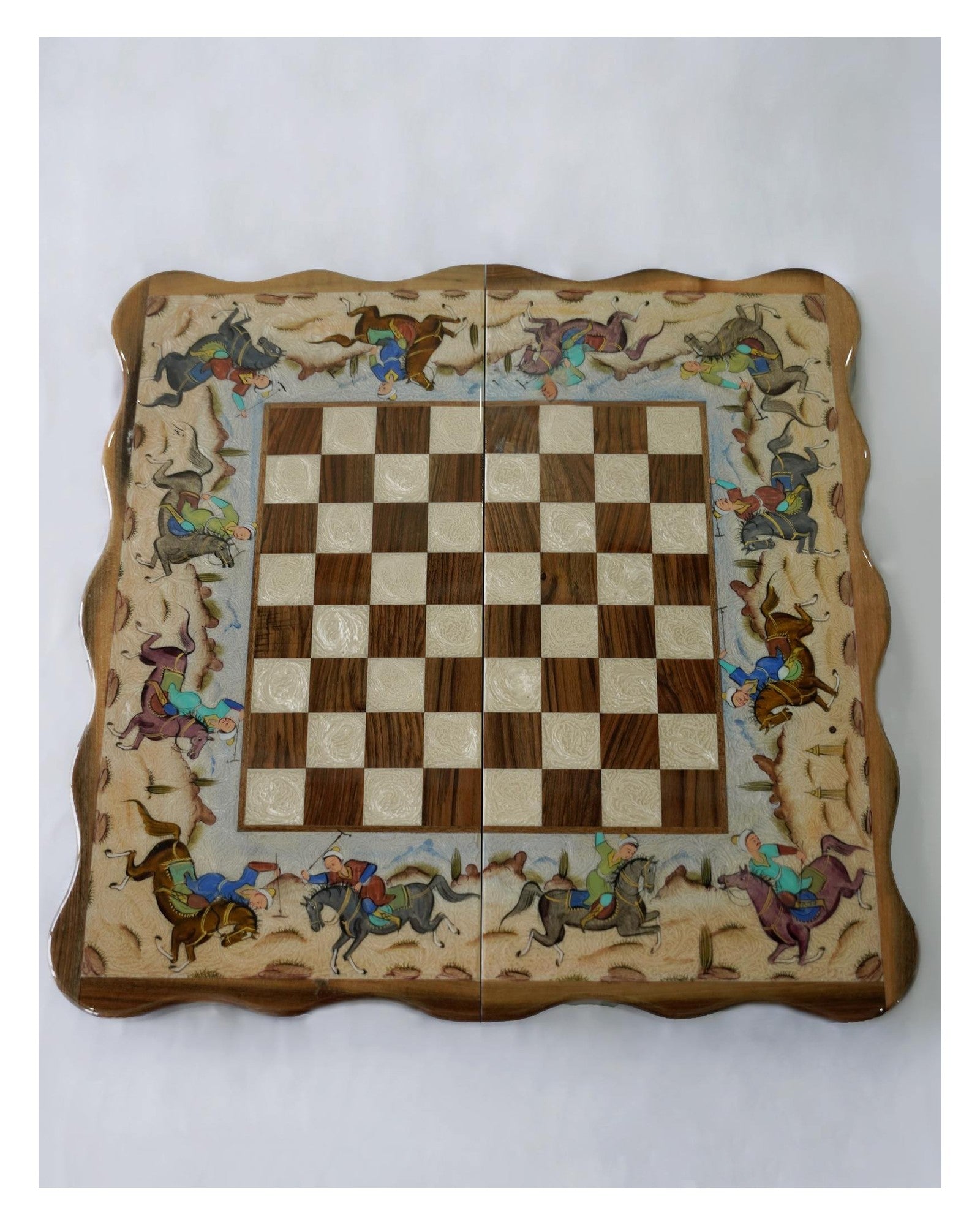 Hand-Painted Polo Chess & Backgammon Set – Luxury Handcrafted Art by Pilardi
