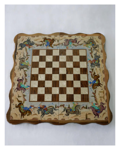 Hand-Painted Polo Chess & Backgammon Set – Luxury Handcrafted Art by Pilardi