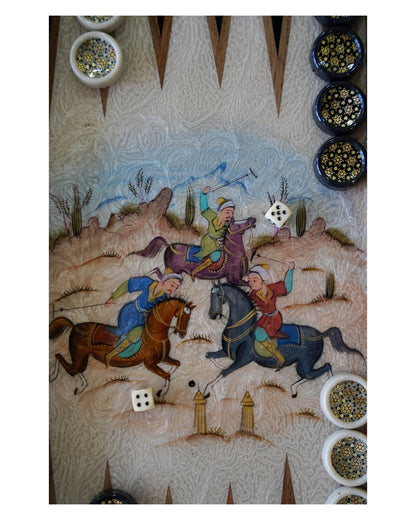 Hand-Painted Polo Chess & Backgammon Set – Luxury Handcrafted Art by Pilardi