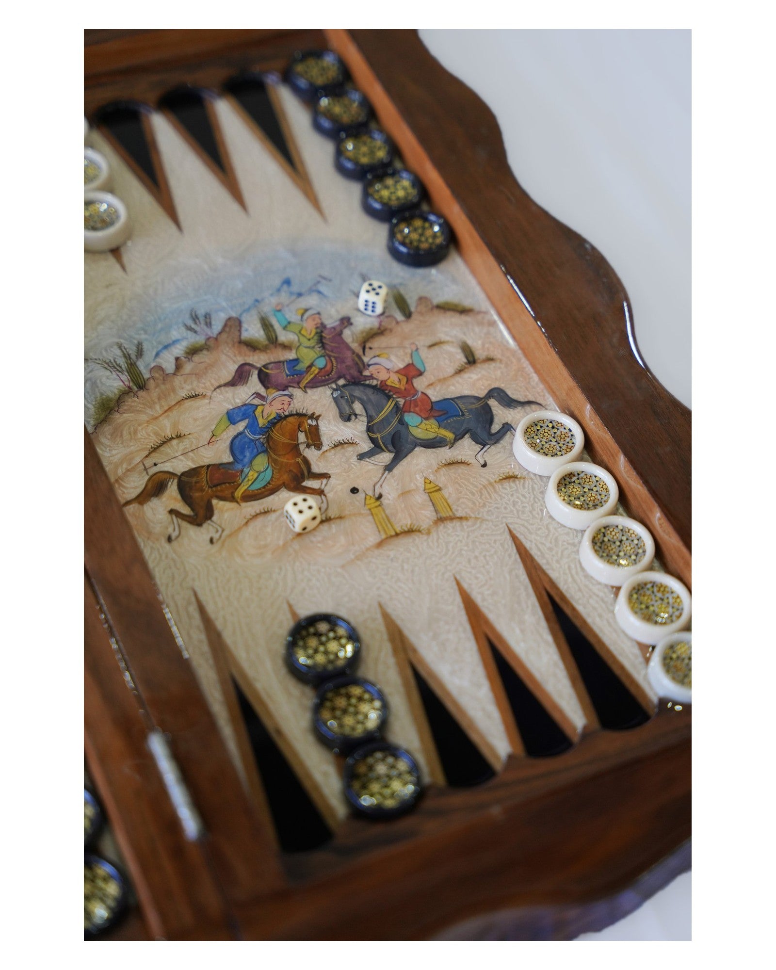 Hand-Painted Polo Chess & Backgammon Set – Luxury Handcrafted Art by Pilardi
