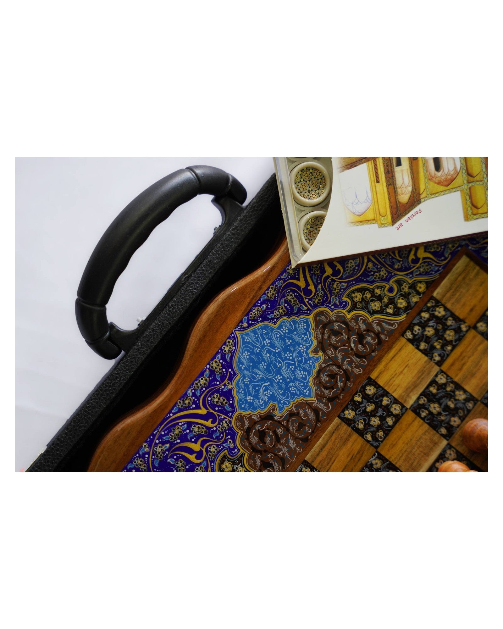 Tazhib Chess & Backgammon Set – Indigo – Luxury Handcrafted Art by Pilardi