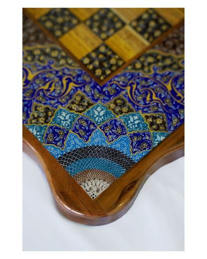 Tazhib Chess & Backgammon Set – Indigo – Luxury Handcrafted Art by Pilardi
