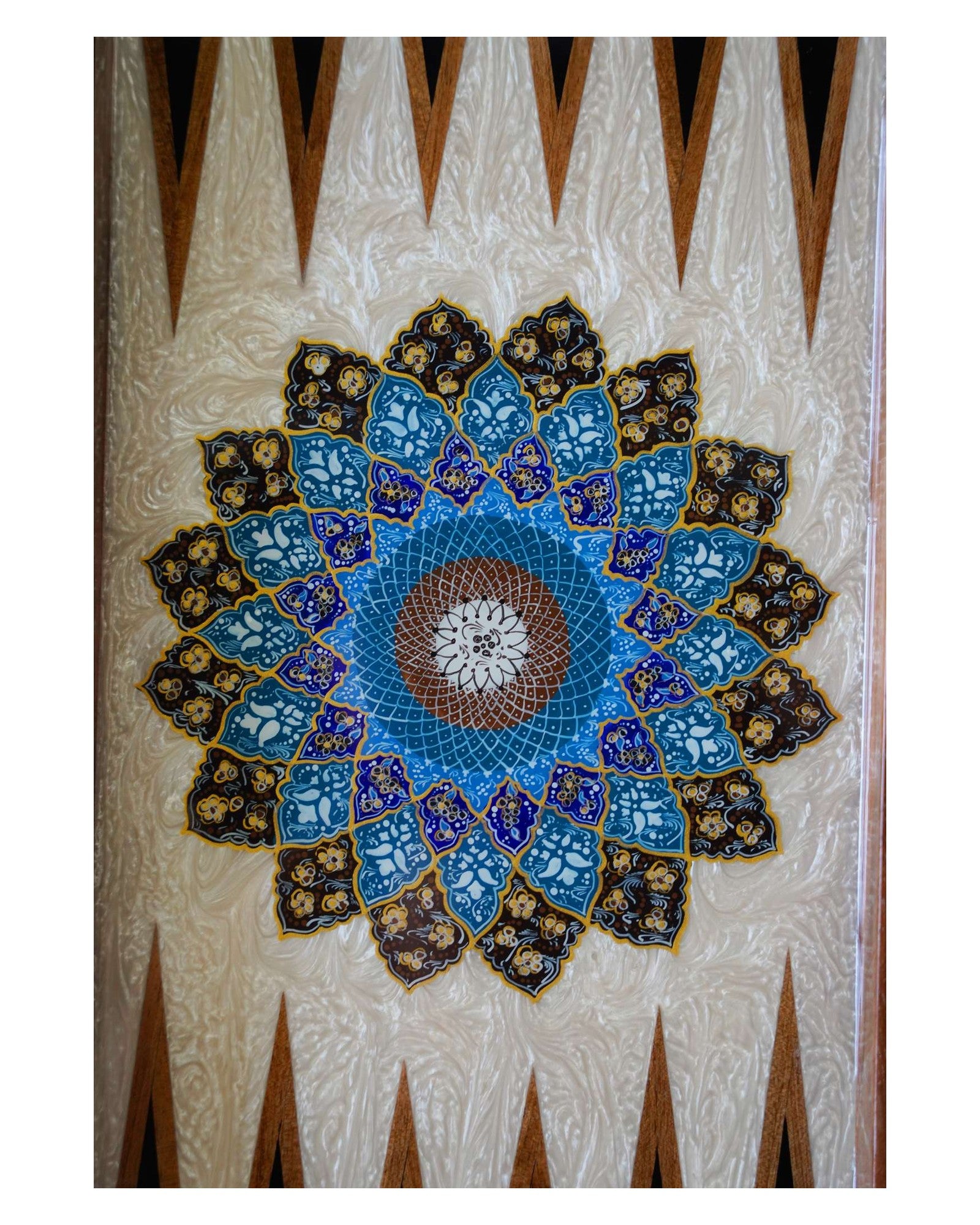 Tazhib Chess & Backgammon Set – Indigo – Luxury Handcrafted Art by Pilardi
