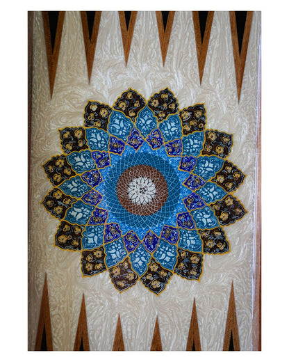 Tazhib Chess & Backgammon Set – Indigo – Luxury Handcrafted Art by Pilardi
