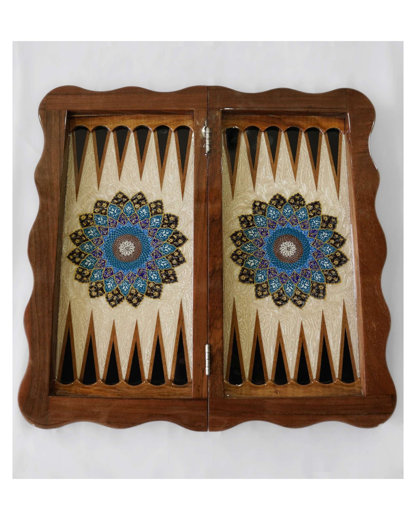 tazhib chess & backgammon set – indigo – luxury handcrafted art by pilardi