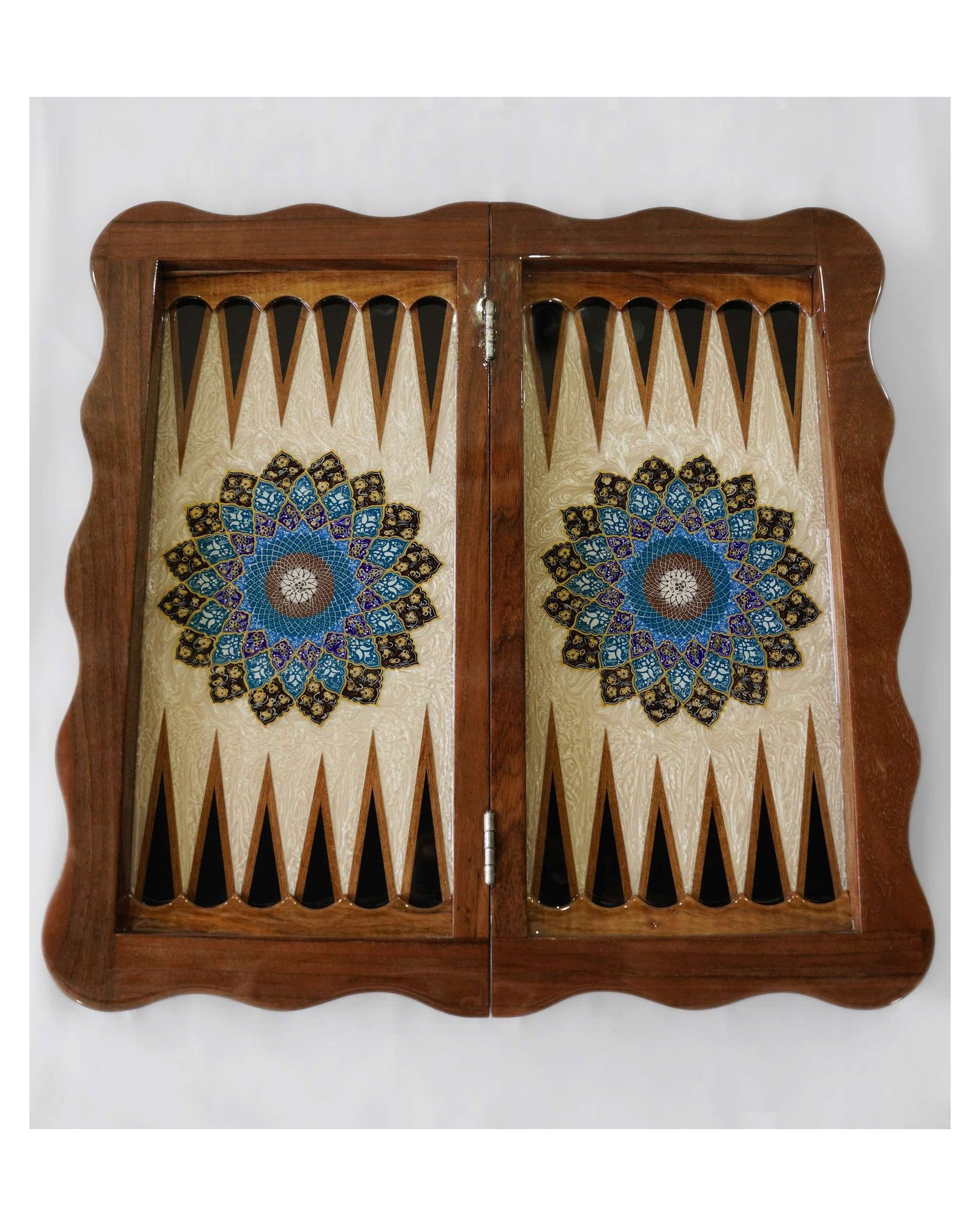 Tazhib Chess & Backgammon Set – Indigo – Luxury Handcrafted Art by Pilardi