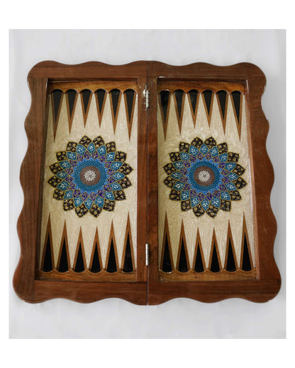 Tazhib Chess & Backgammon Set – Indigo – Luxury Handcrafted Art by Pilardi