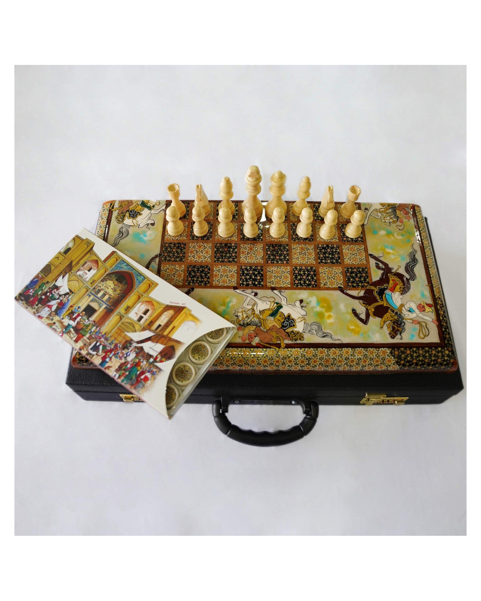 Polo Miniature Chess & Backgammon Set – Khatam Marquetry – Luxury Handcrafted Art by Pilardi