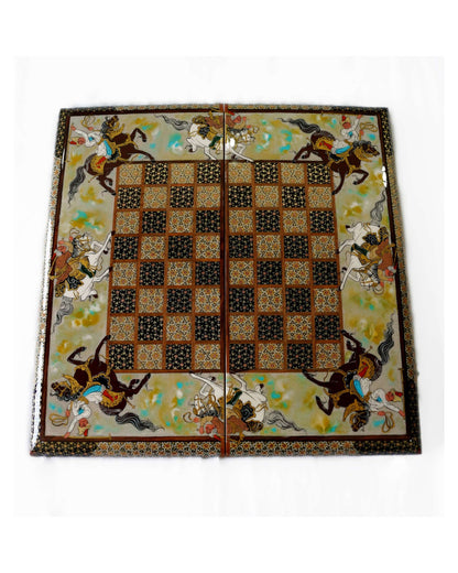 Polo Miniature Chess & Backgammon Set – Khatam Marquetry – Luxury Handcrafted Art by Pilardi
