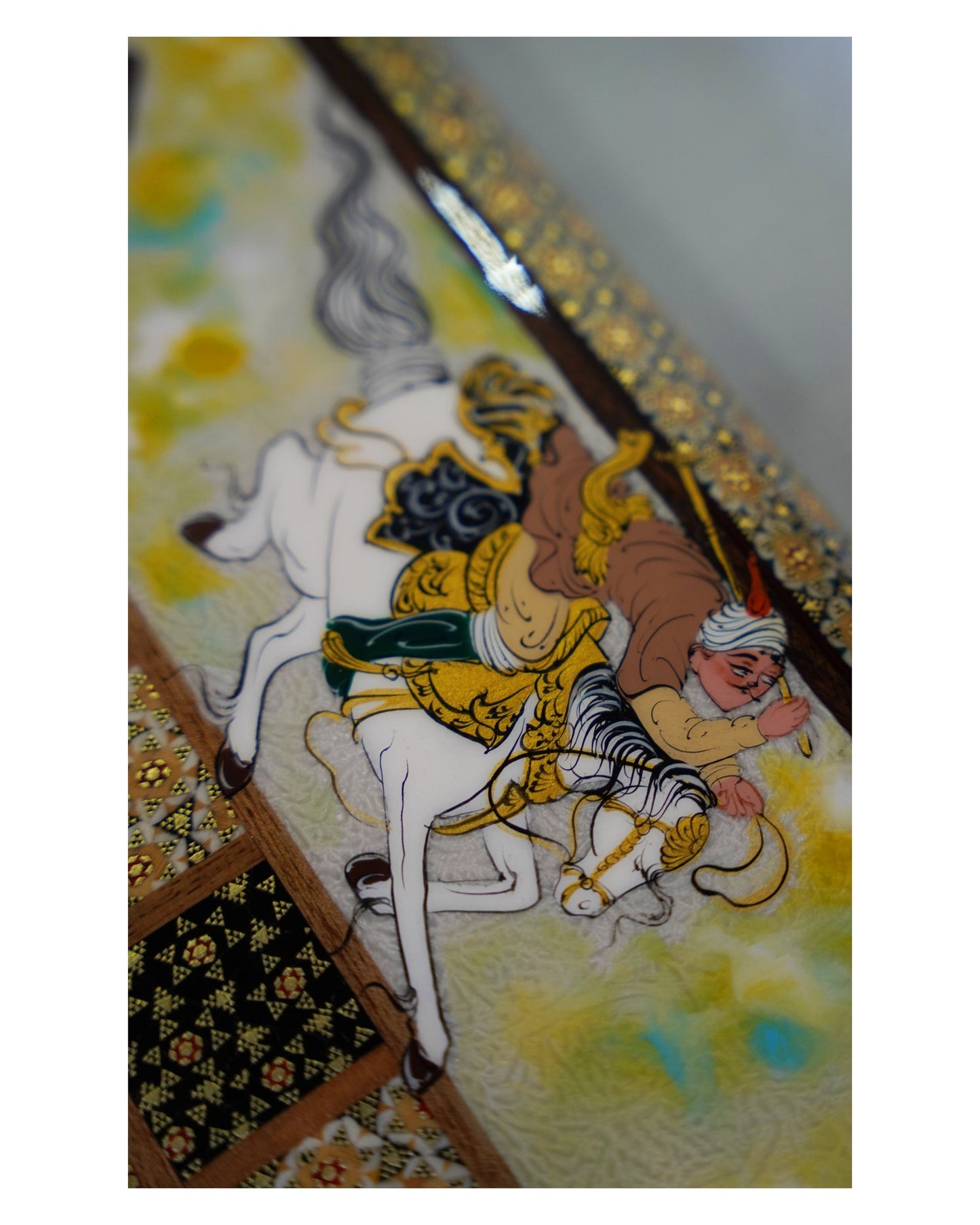 polo miniature chess & backgammon set – khatam marquetry – luxury handcrafted art by pilardi