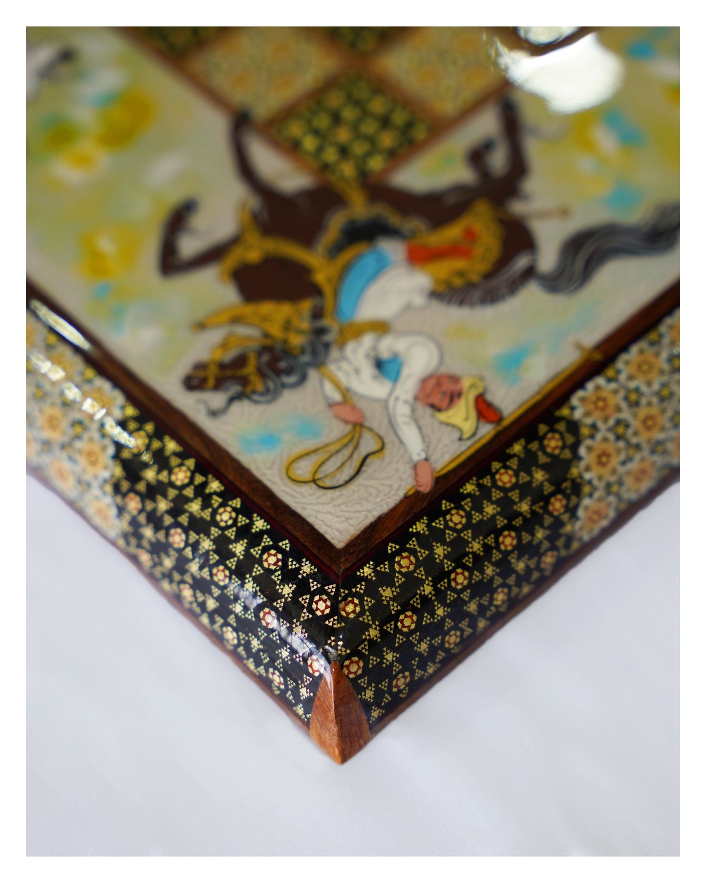polo miniature chess & backgammon set – khatam marquetry – luxury handcrafted art by pilardi