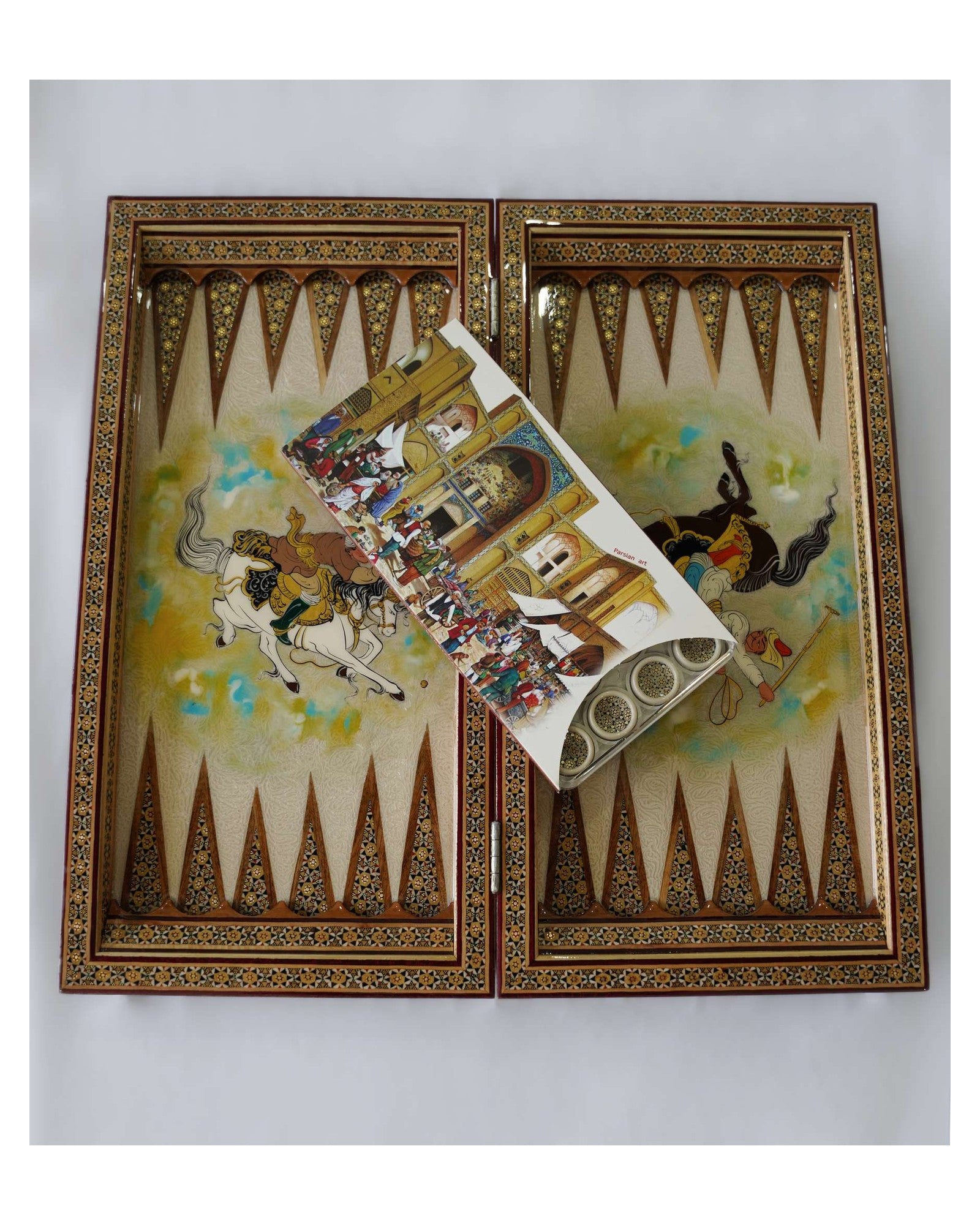 Polo Miniature Chess & Backgammon Set – Khatam Marquetry – Luxury Handcrafted Art by Pilardi